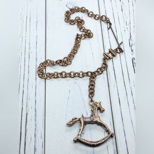 Bronze Rocking Horse Pendant on a large chain.